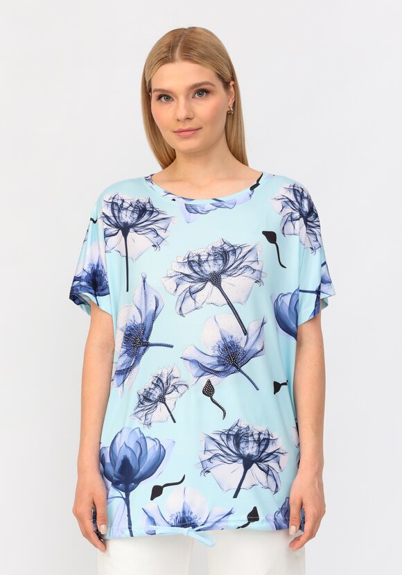 Блуза со стразами и цветочным принтом шир.  580, рис. 24