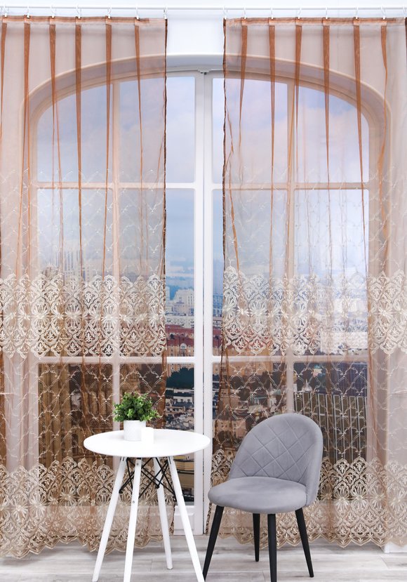 Комплект тюля с вышивкой Бонжур шир.  580, рис. 1