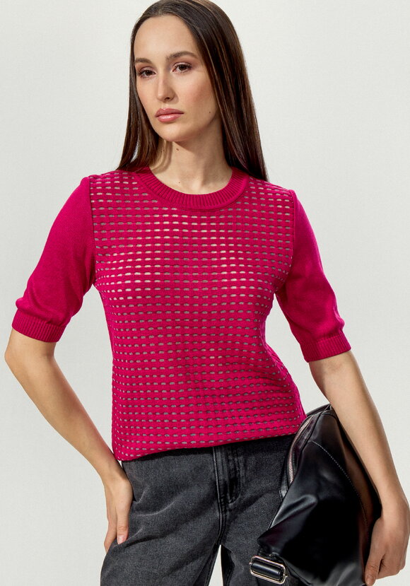 Джемпер с передней полочкой ажурной вязки шир.  580, рис. 23