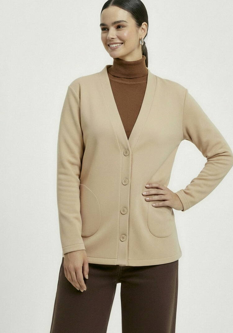 Кардиган на пуговицах утепленный шир.  750, рис. 18