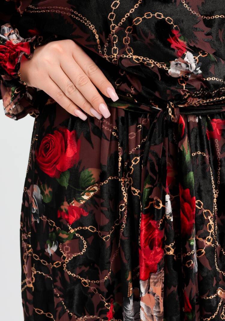 Платье с цветочным принтом из креш бархата шир.  750, рис. 7