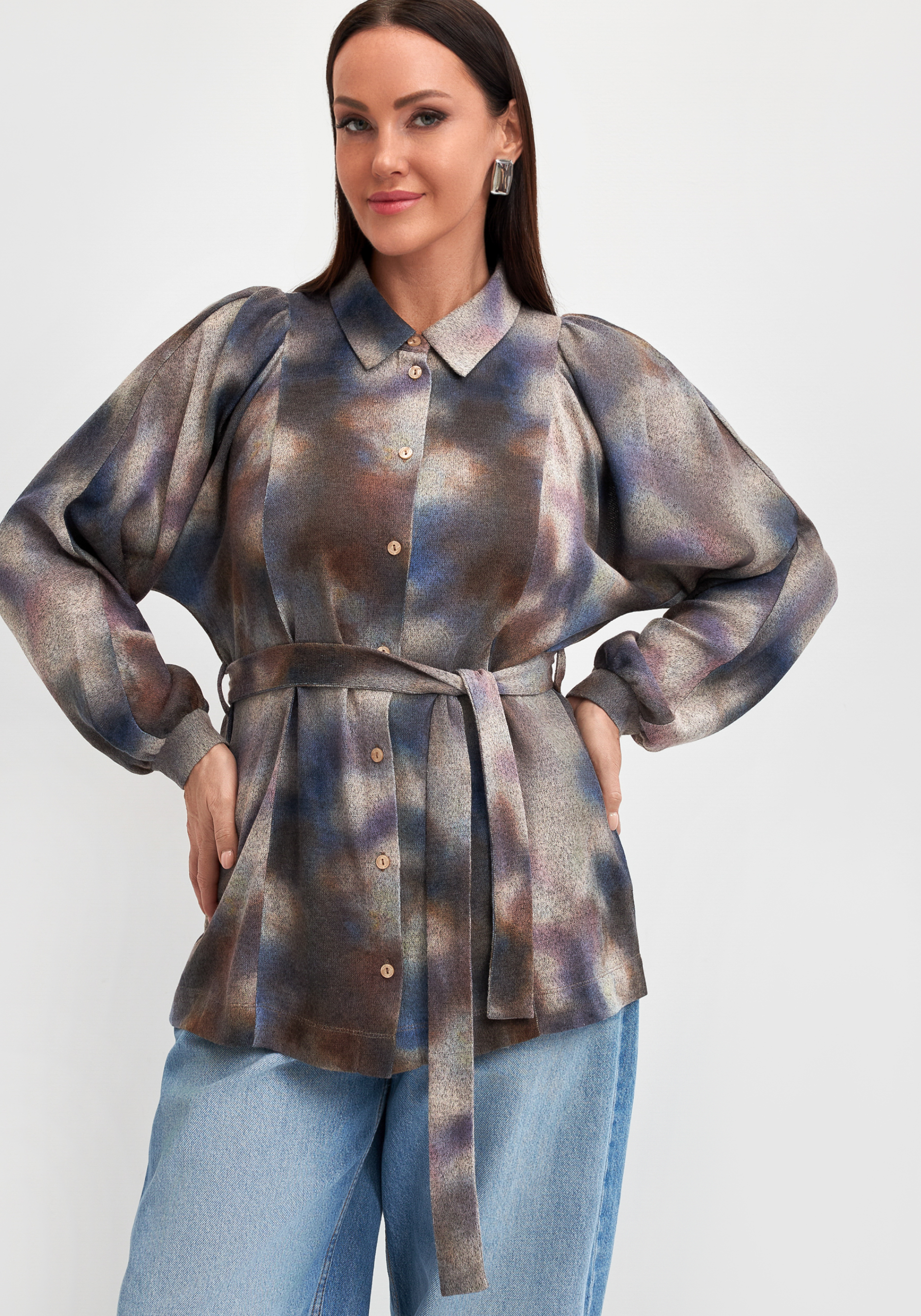 

Блуза с принтом на пуговицах "Ирида", Мультиколор