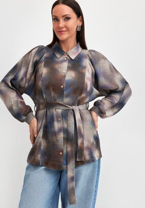 Блуза с принтом на пуговицах Ирида