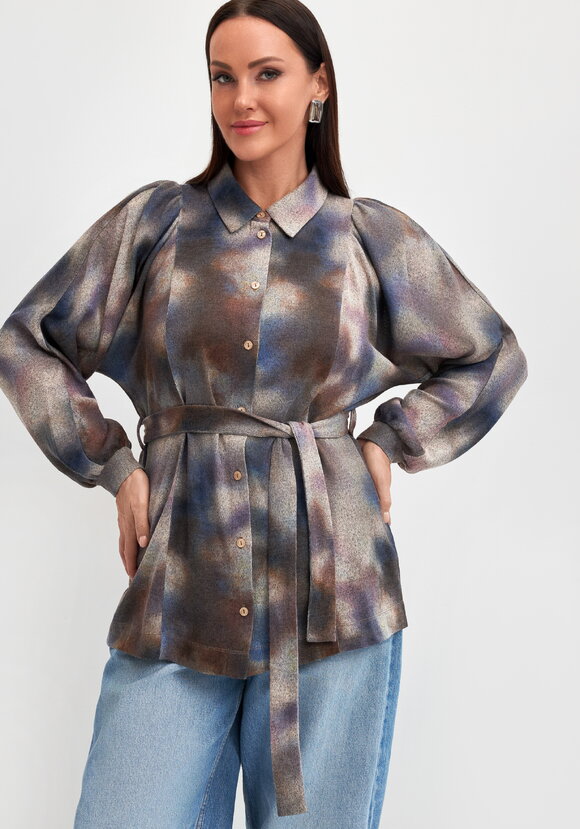 Блуза с принтом на пуговицах Ирида шир.  580, рис. 1