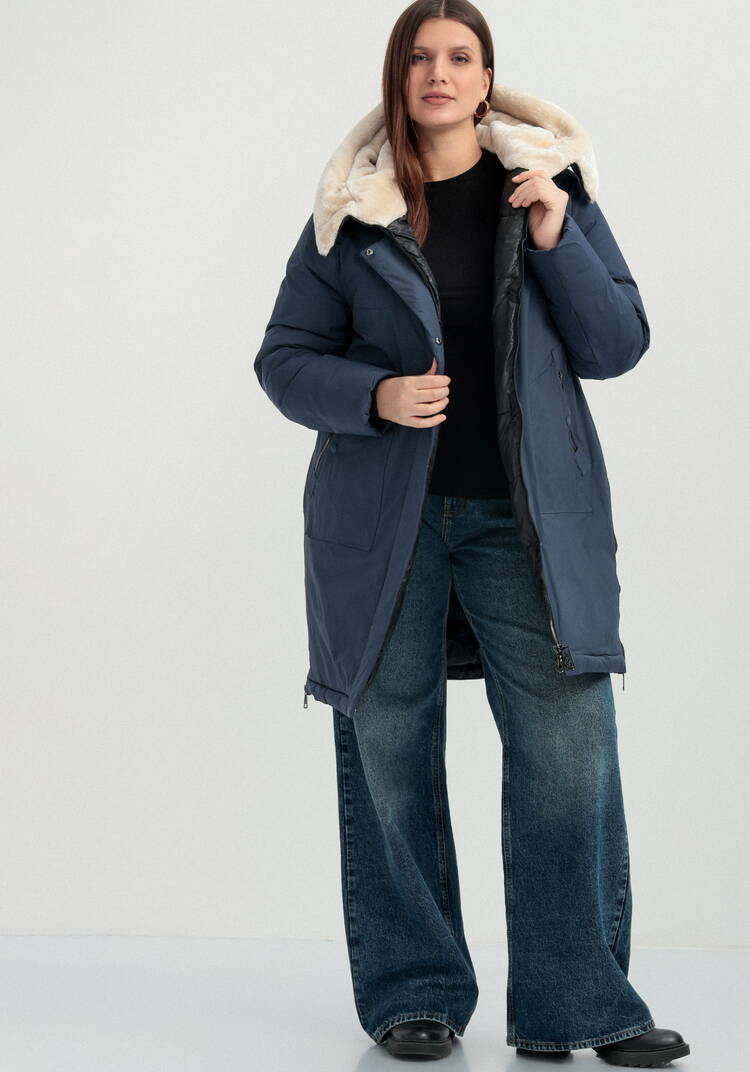 Куртка с меховым капюшоном на молнии шир.  750, рис. 19