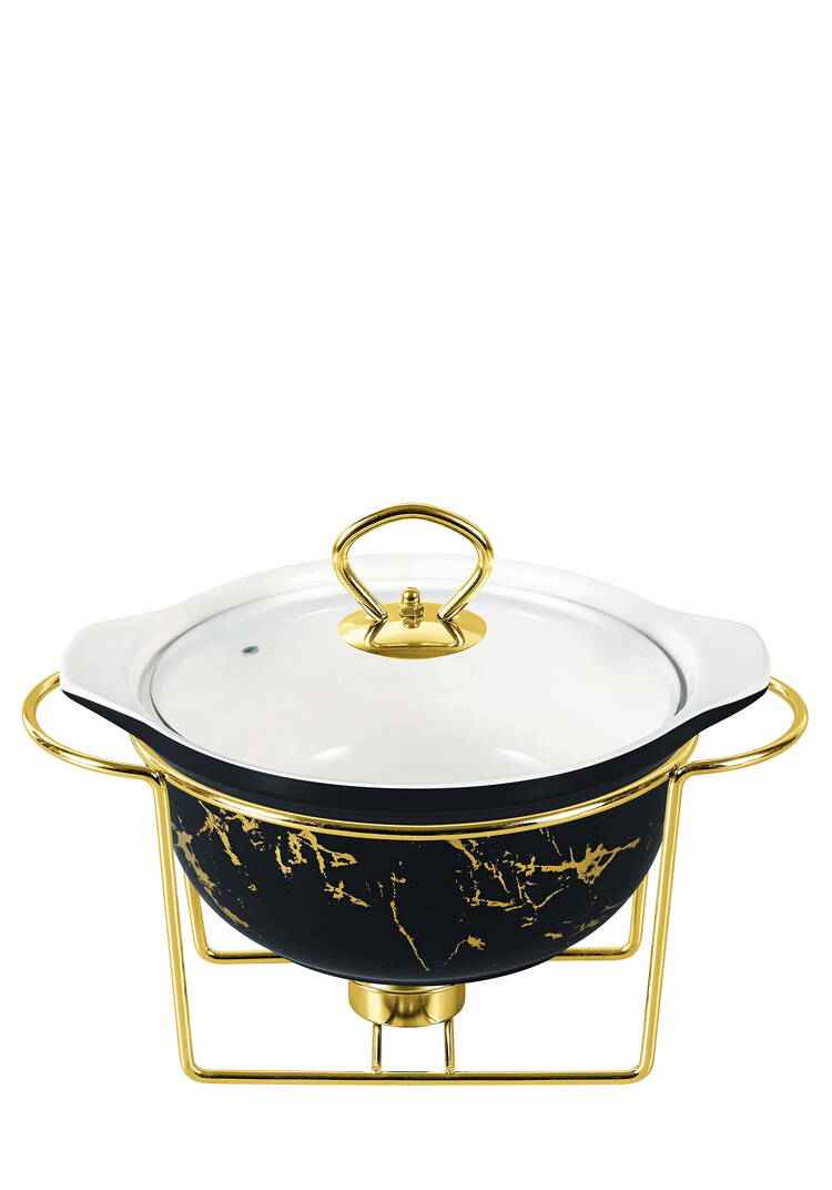 Мармит из фарфора Золотой мрамор 1,2 л шир.  750, рис. 1