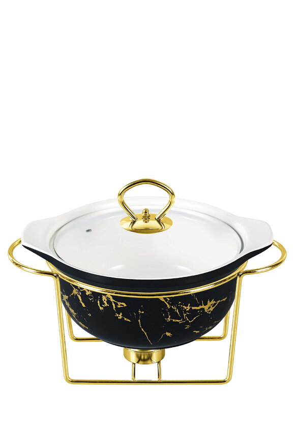 Мармит из фарфора Золотой мрамор 1,2 л шир.  580, рис. 1