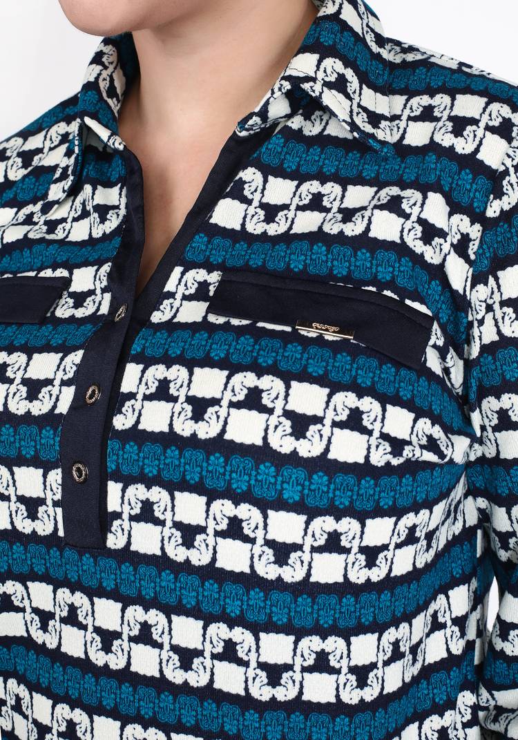 Блуза в полоску с декоративными пуговицами шир.  750, рис. 2