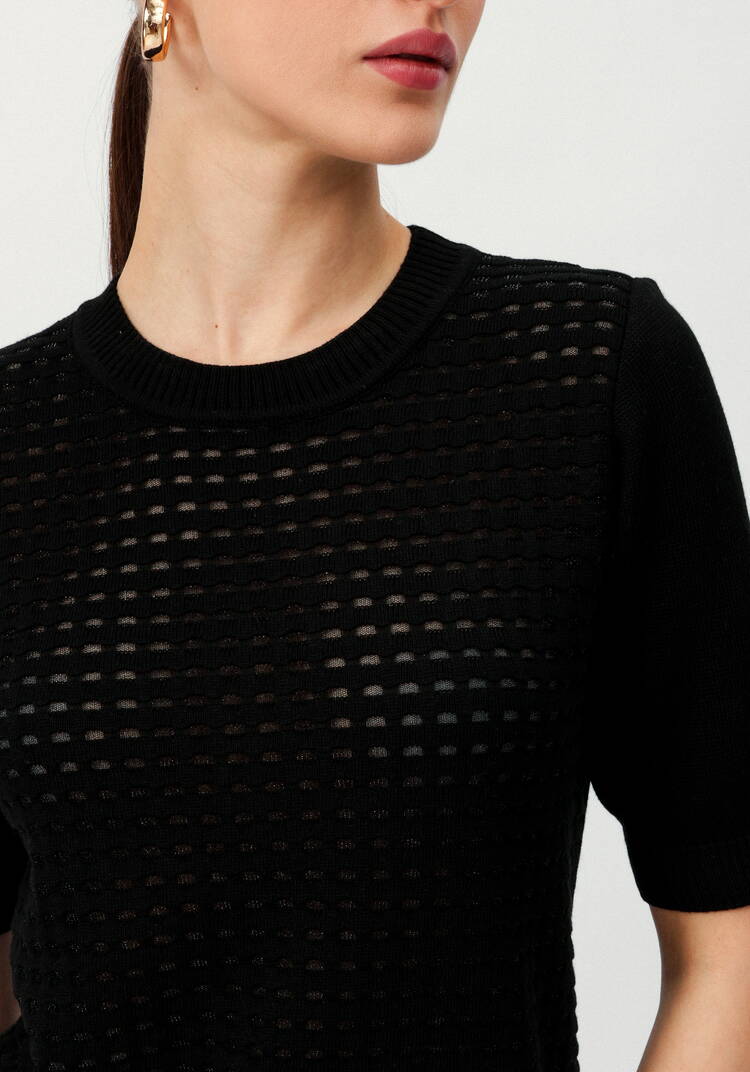 Джемпер с передней полочкой ажурной вязки шир.  750, рис. 28