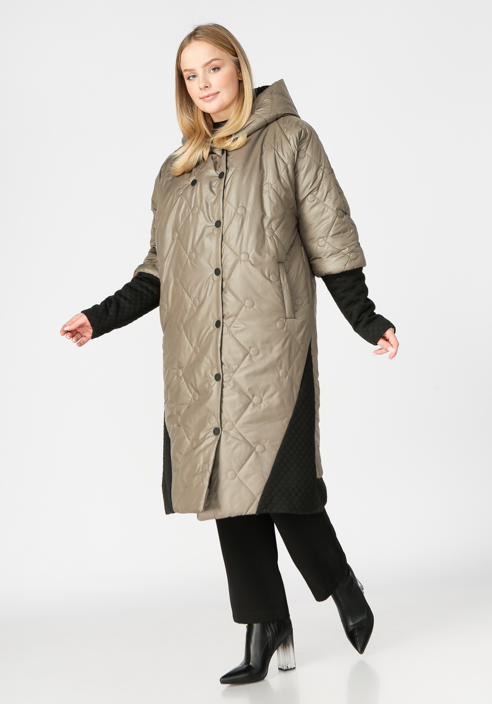 Пальто стеганое на кнопках VeraVo, размер 50, цвет черный - фото 2