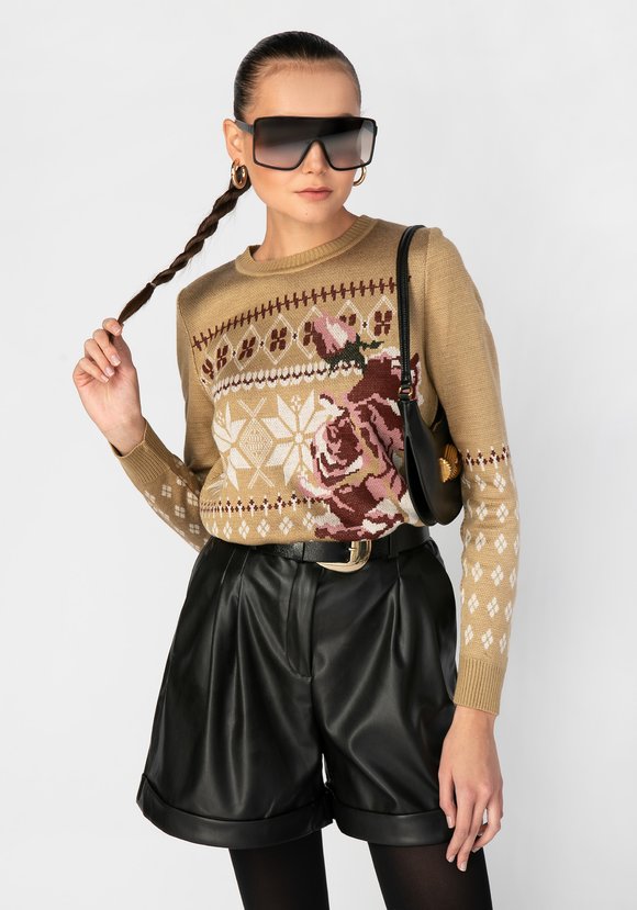 Джемпер женский с крупной розой шир.  580, рис. 5