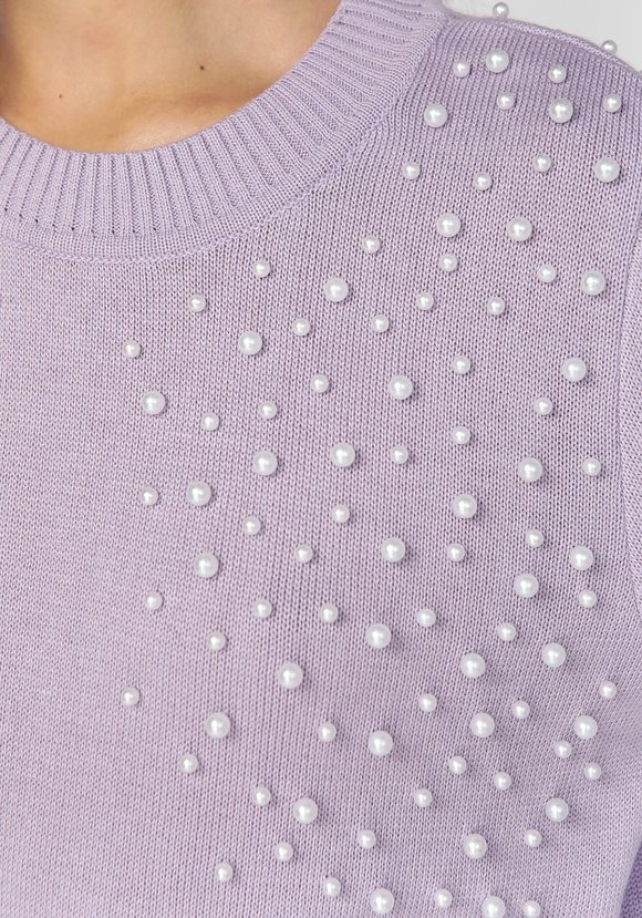 Джемпер с бусинами по плечу и низу изделия шир.  580, рис. 5