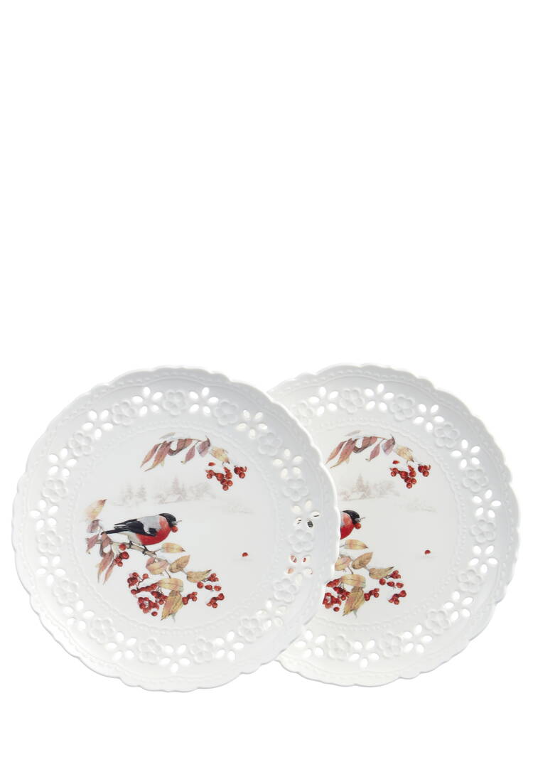 Набор фарфоровых тарелок Снегири, 2 шт. шир.  750, рис. 4