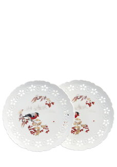 Набор фарфоровых тарелок Снегири, 2 шт.