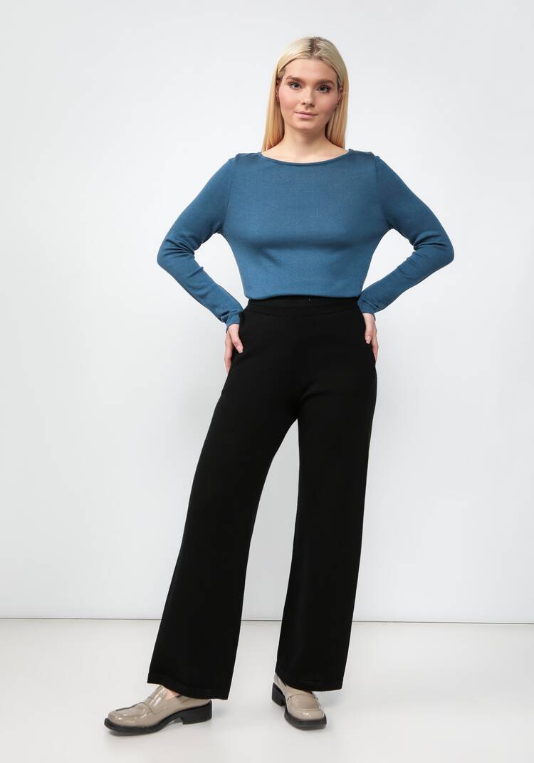 Брюки на резинке с вязаными карманами шир.  750, рис. 6