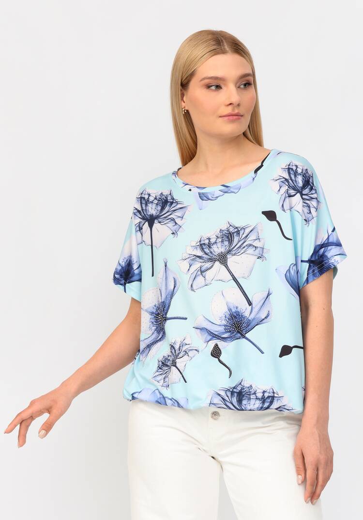 Блуза со стразами и цветочным принтом шир.  750, рис. 21