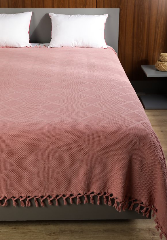 Покрывало-плед из хлопка с бахромой Айшель шир.  580, рис. 7