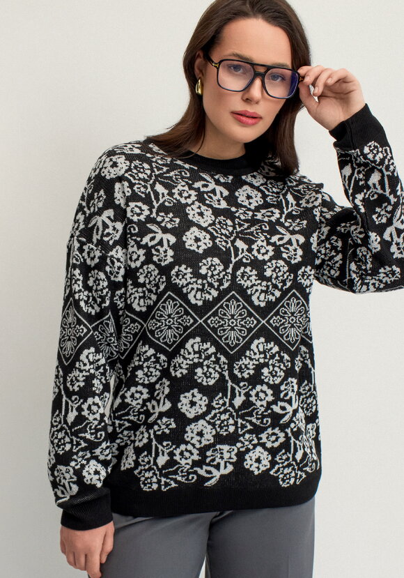 Джемпер с цветочным орнаментом из метанити шир.  580, рис. 1