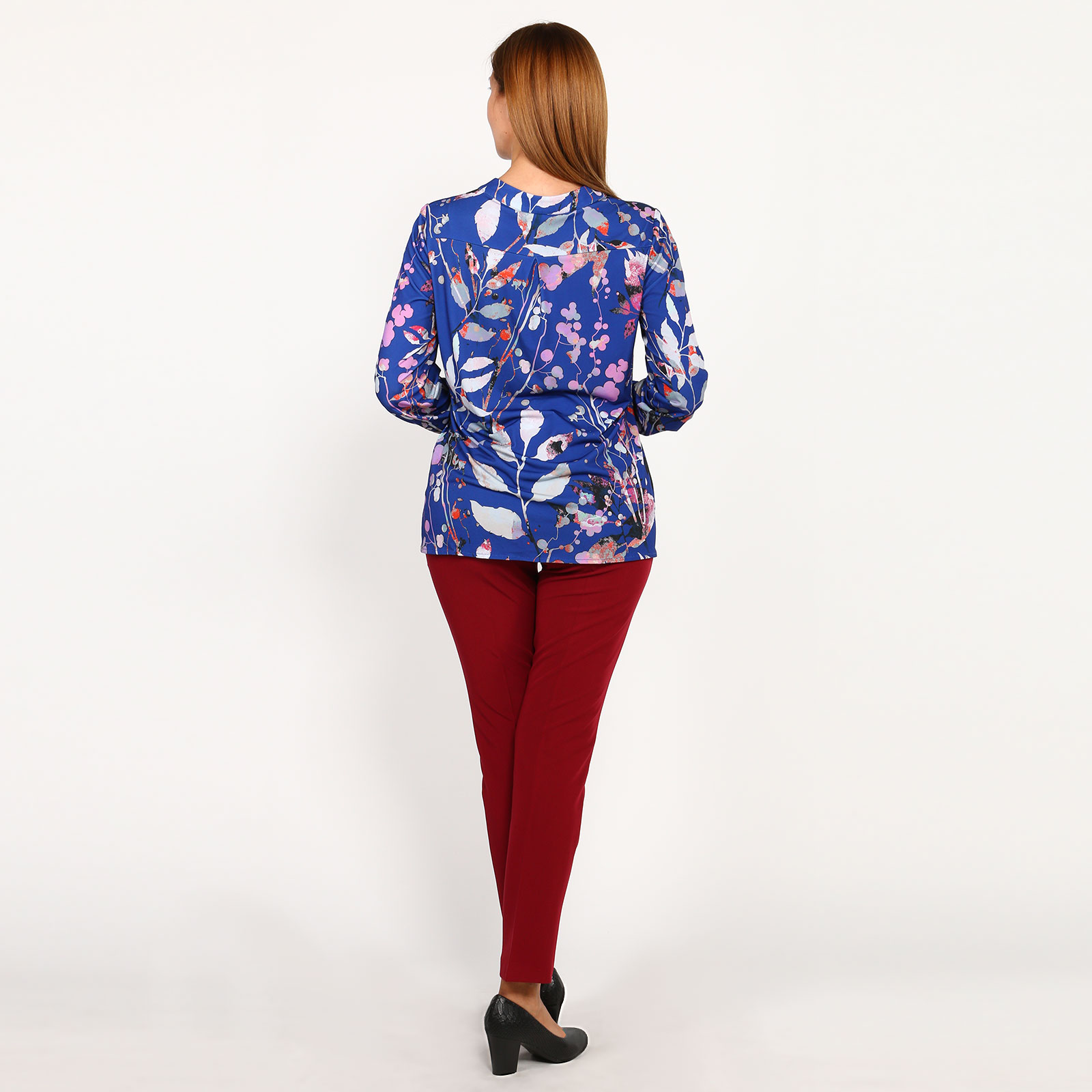 Блуза с пуговицами и принтом Elletto Life, цвет синий, размер 48 - фото 4
