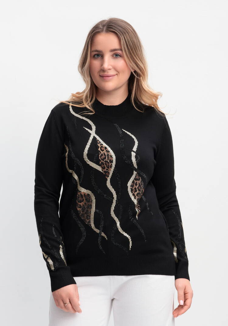 Джемпер с абстракцией на рукавах и полочке шир.  750, рис. 4