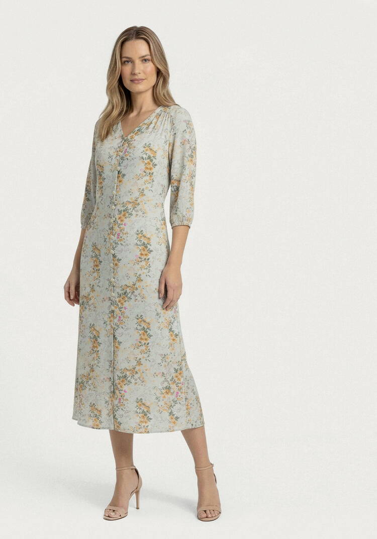 Платье с цветочным принтом на пуговицах шир.  750, рис. 8