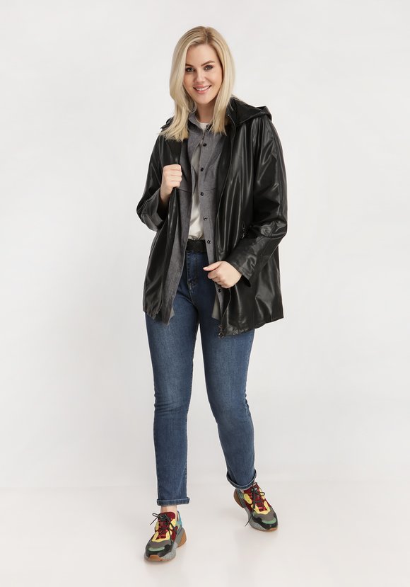 Куртка из экокожи с капюшоном шир.  580, рис. 1