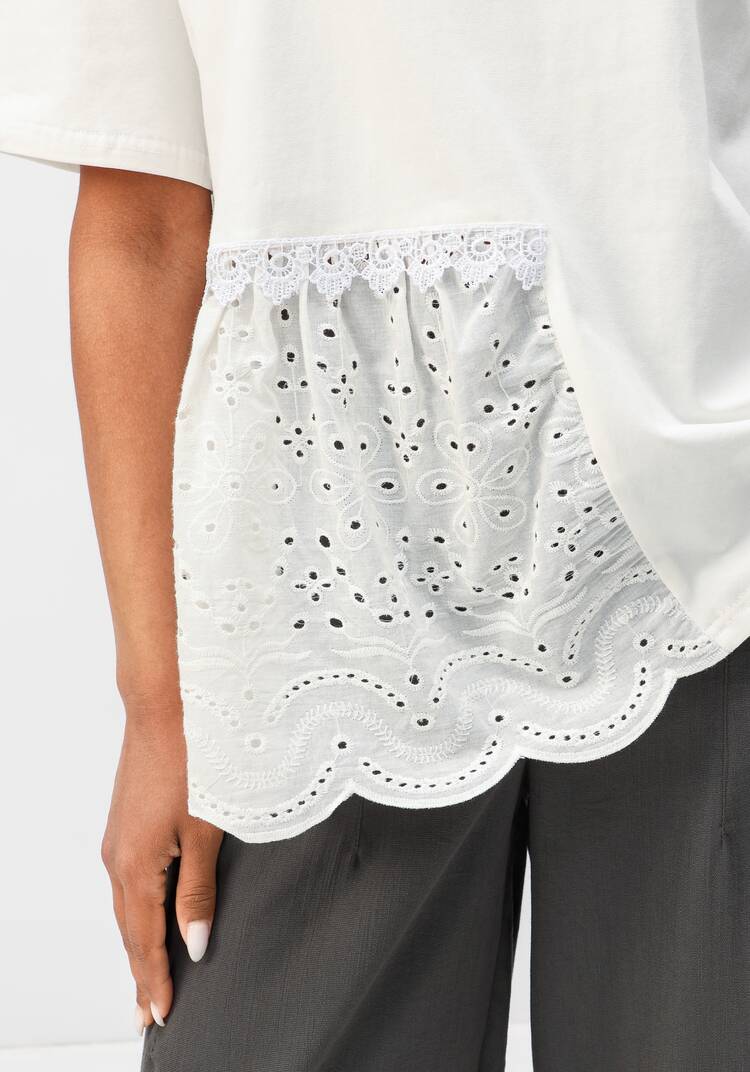 Блуза свободного кроя с вставкой из шитья шир.  750, рис. 5