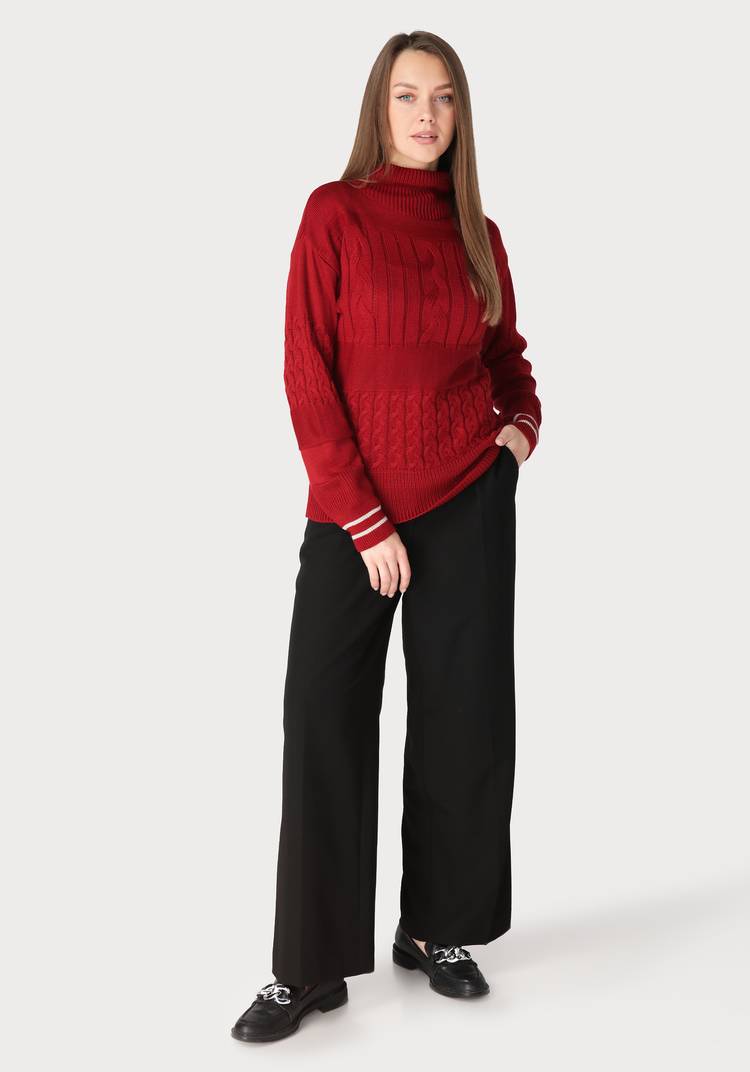 Свитер женский с эффектом структурных кос шир.  750, рис. 13