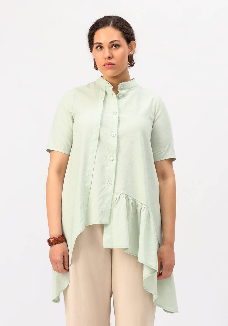 Блуза оригинального кроя с воланом шир.  750, рис. 12