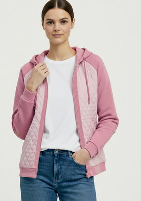 Бомбер с капюшоном из комбинированной ткани