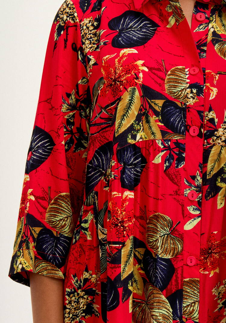 Платье рубашка с тропическим принтом шир.  750, рис. 29