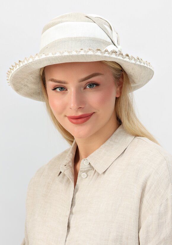 Шляпка из льна Нежный цветок шир.  580, рис. 1