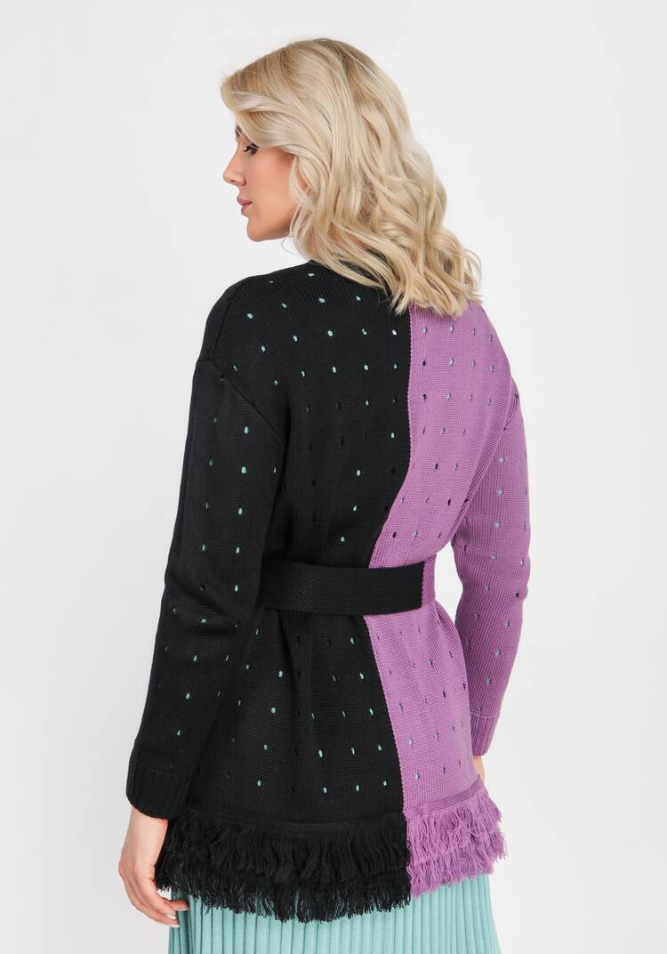 Кардиган с бахромой и поясом шир.  750, рис. 8