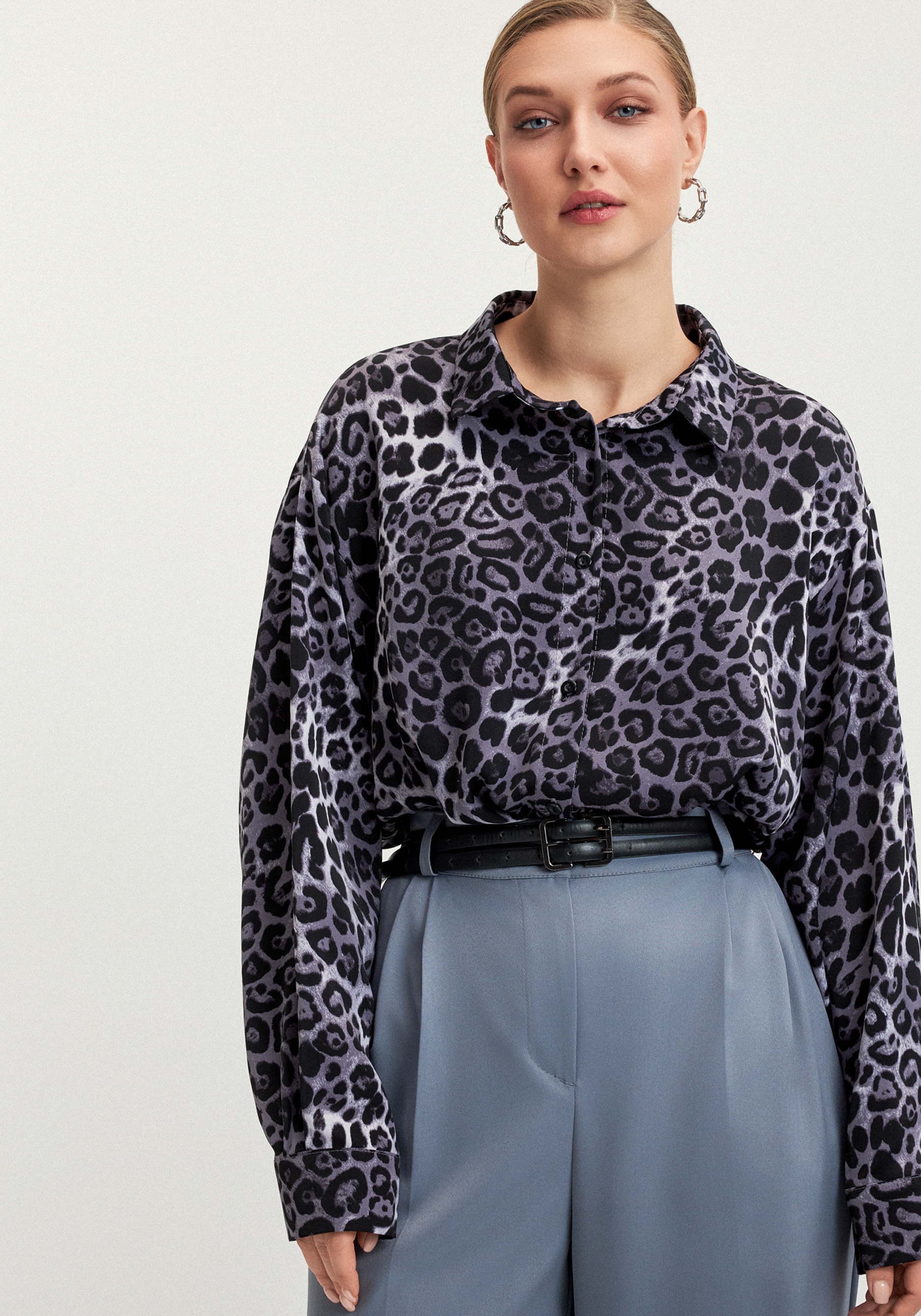 

Блуза с леопардовым принтом "Виталина", Серый
