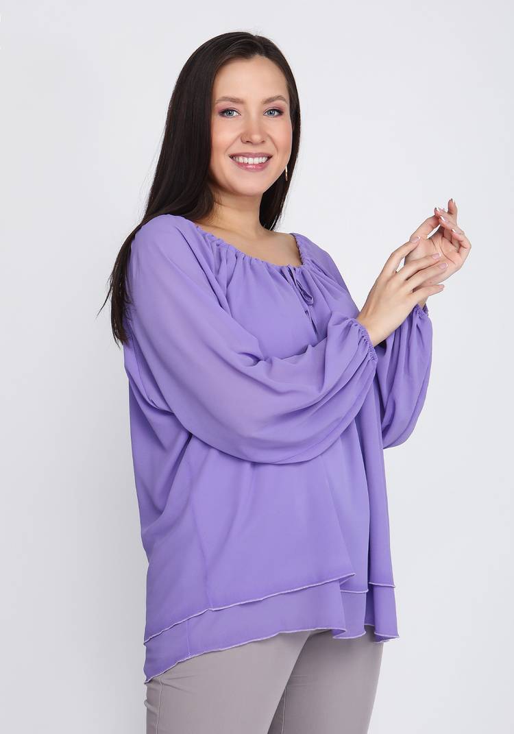 Блуза из шифона с воротом на кулиске шир.  750, рис. 4