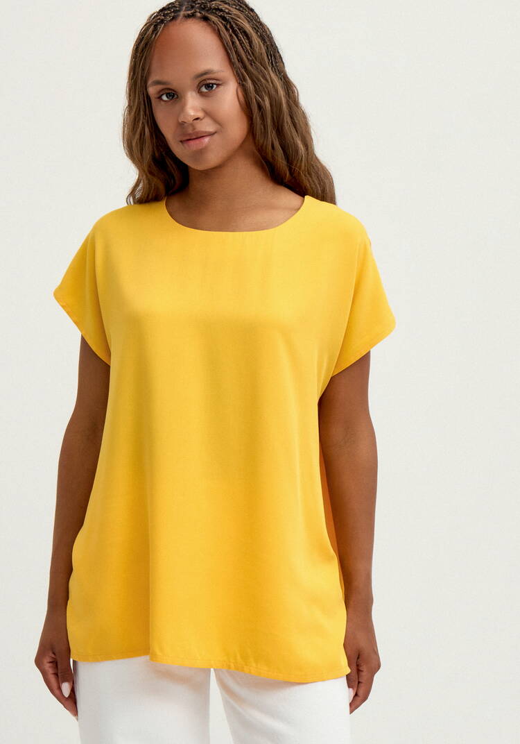 Блуза с коротким рукавом однотонная шир.  750, рис. 12