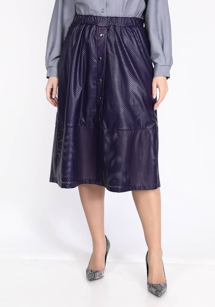 Юбка из перфорированной экокожи шир.  750, рис. 4