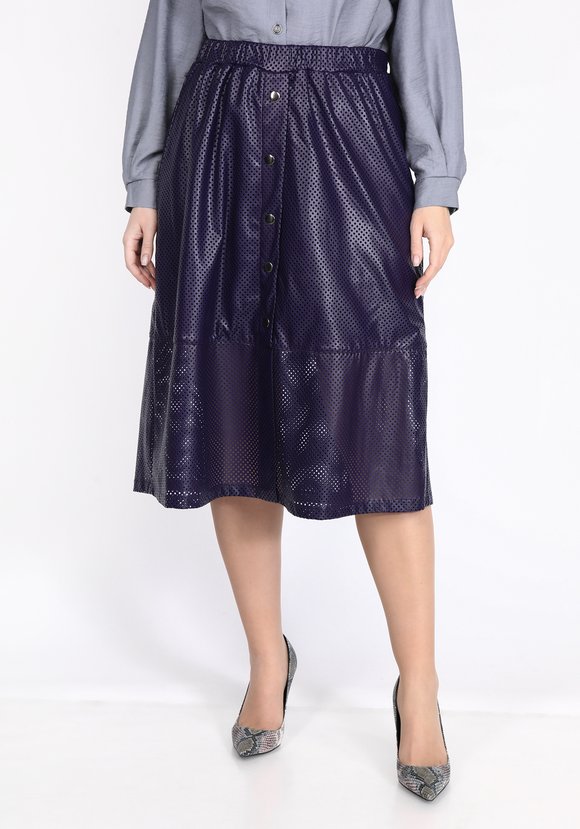 Юбка из перфорированной экокожи шир.  580, рис. 4