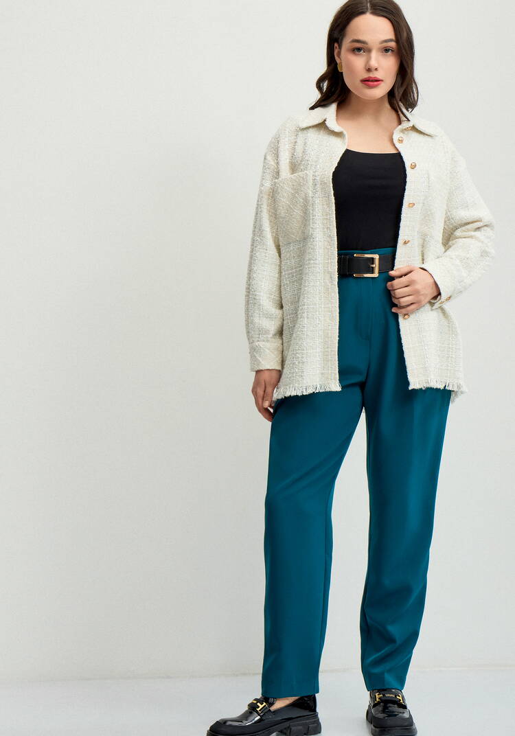 Брюки прямого кроя из костюмной ткани шир.  750, рис. 25