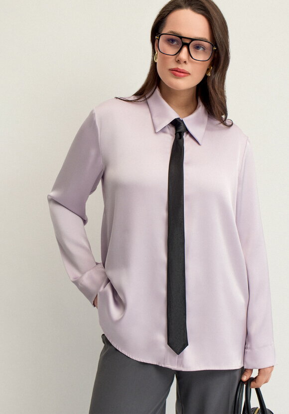 Блуза из шелка с супатной застежкой шир.  580, рис. 21