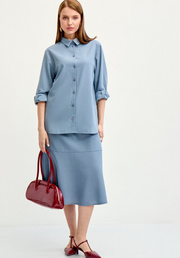 Рубашка на пуговицах изо льна шир.  580, рис. 2