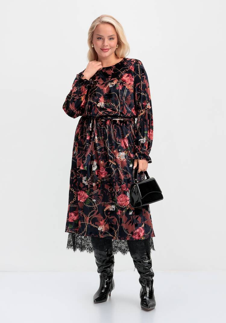 Платье с цветочным принтом из креш бархата шир.  750, рис. 11