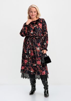 Платье с цветочным принтом из креш бархата