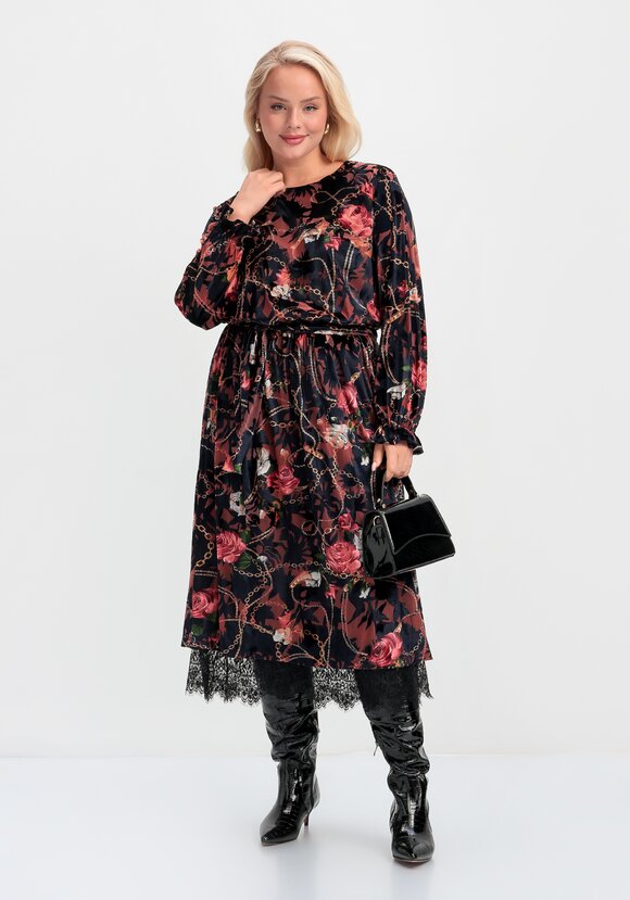 Платье с цветочным принтом из креш бархата шир.  580, рис. 11