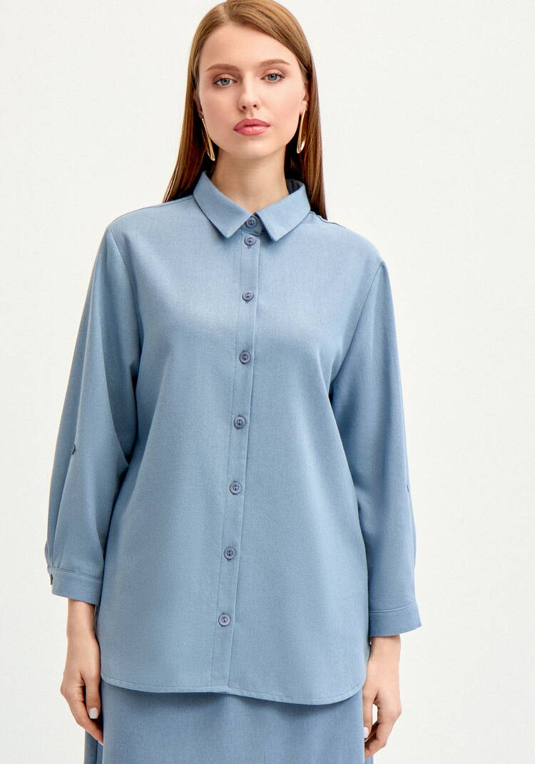 Рубашка на пуговицах изо льна шир.  750, рис. 4