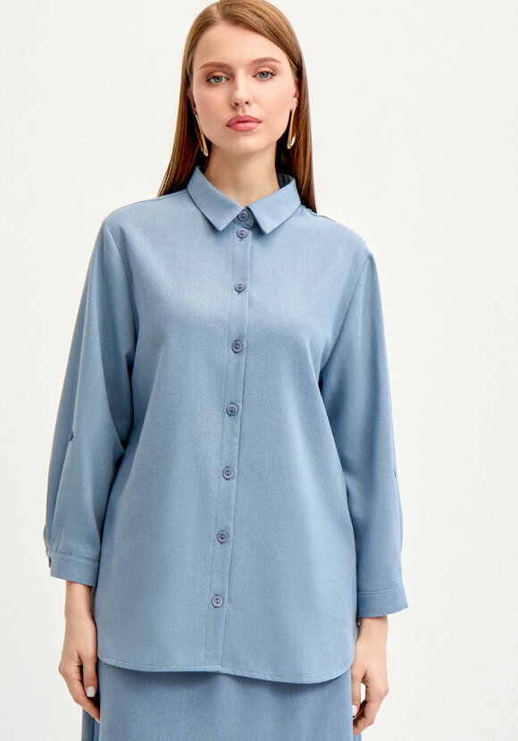 Рубашка на пуговицах изо льна шир.  580, рис. 4
