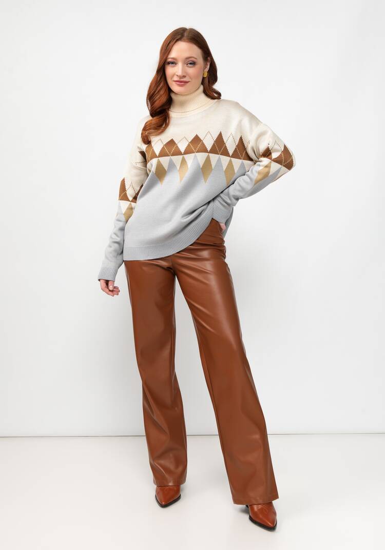 Джемпер с принтом ромб и высоким горлом шир.  750, рис. 7