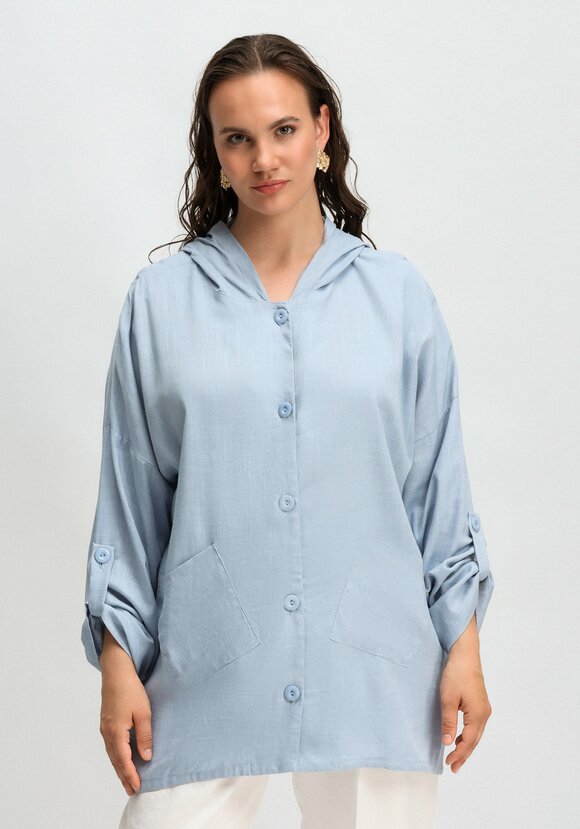 Рубашка с капюшоном и асимметричным низом шир.  580, рис. 20