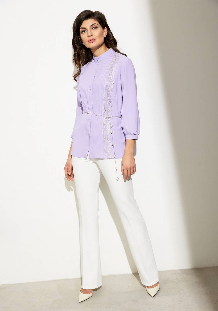 Блуза с защипами и ажурным кружевом шир.  750, рис. 4