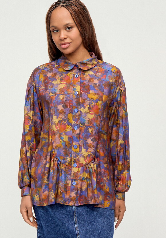 Блуза из ткани с акварельным принтом шир.  580, рис. 29